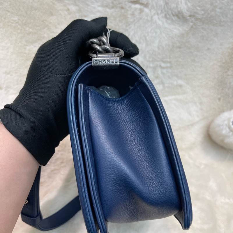 Chanel 香奈兒 Le boy 藍色做舊銀扣 25cm XB259-4