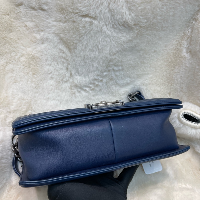 Chanel 香奈兒 Le boy 藍色做舊銀扣 25cm XB259-5