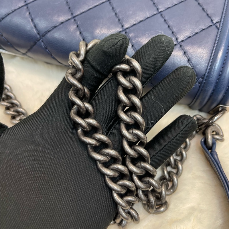 Chanel 香奈兒 Le boy 藍色做舊銀扣 25cm XB259-22