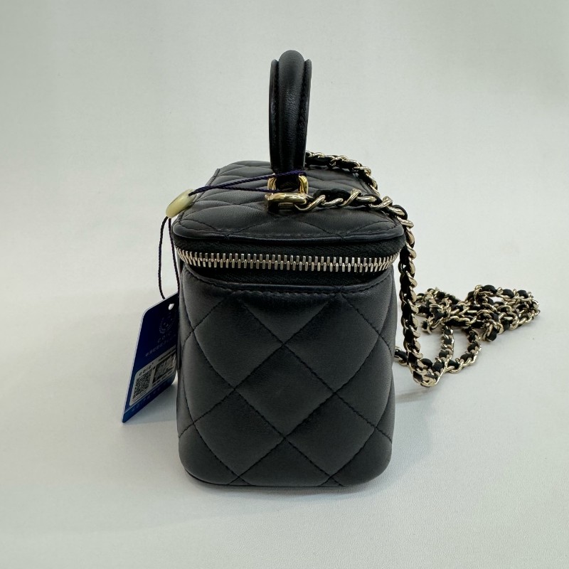 Chanel/香奈兒98新羊皮金扣化妝盒手提斜挎包31開-2