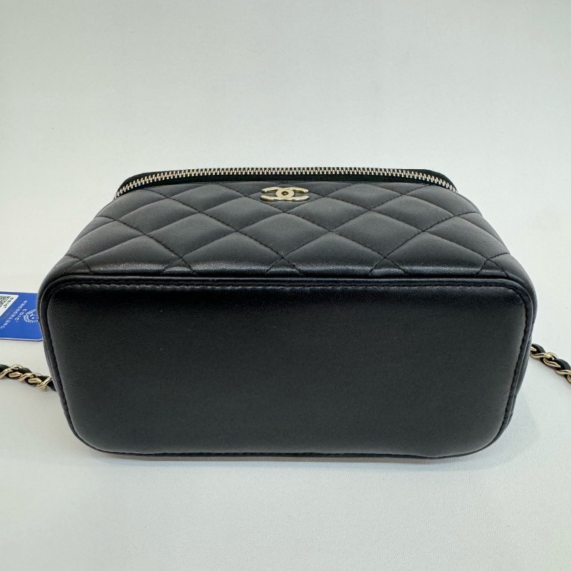 Chanel/香奈兒98新羊皮金扣化妝盒手提斜挎包31開-5