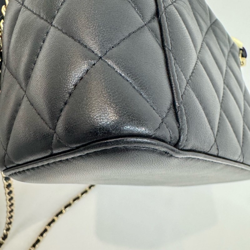 Chanel/香奈兒98新羊皮金扣化妝盒手提斜挎包31開-11