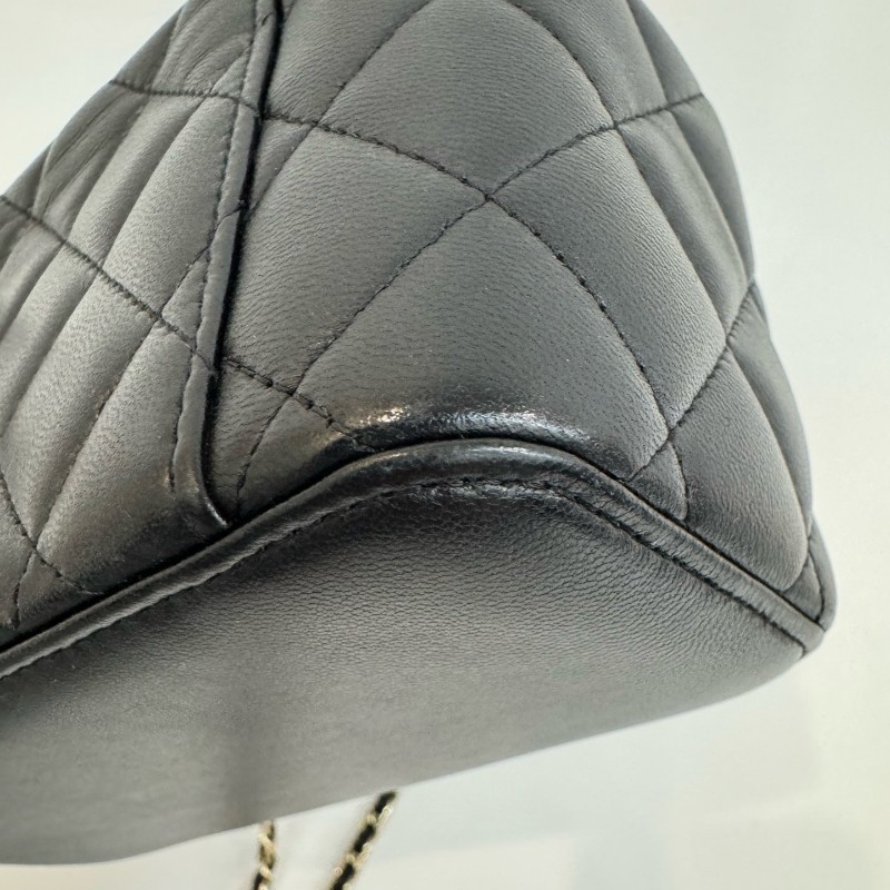 Chanel/香奈兒98新羊皮金扣化妝盒手提斜挎包31開-14