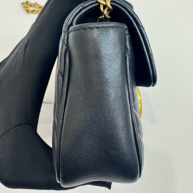 Gucci/古馳黑金馬蒙mini單肩斜挎包有龍蝦扣16.5cm。-5