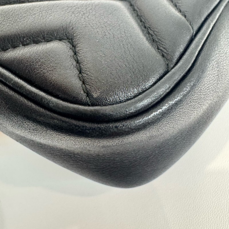 Gucci/古馳黑金馬蒙mini單肩斜挎包有龍蝦扣16.5cm。-13