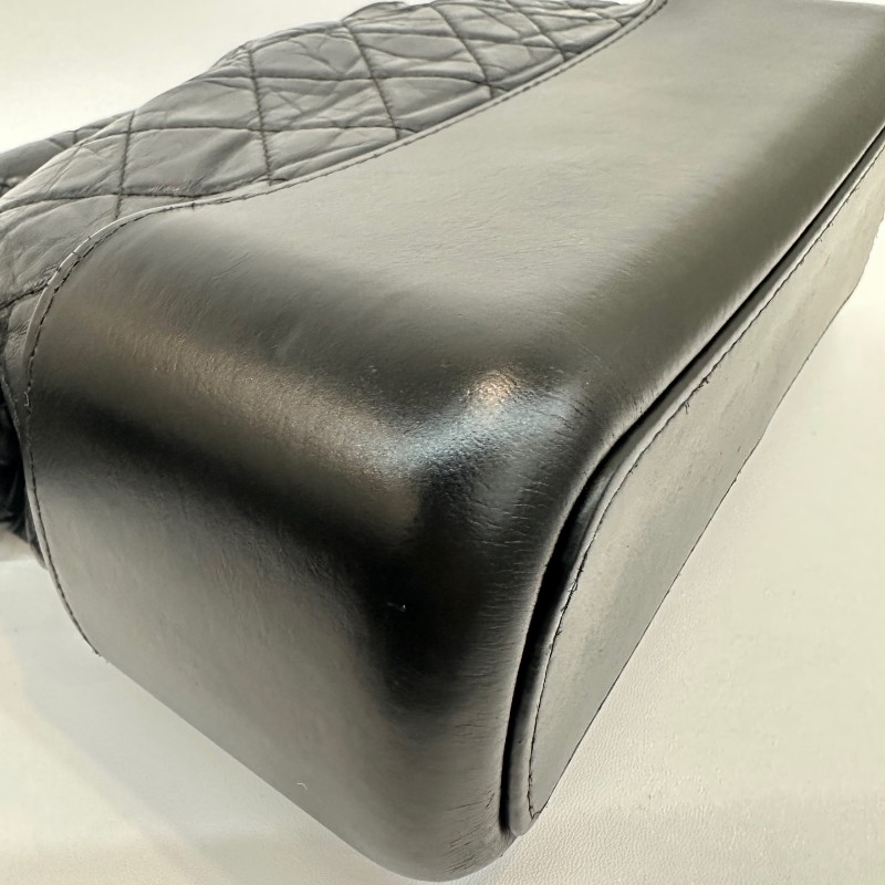 Chanel/香奈兒黑色牛皮中號流浪鏈條單肩斜挎包-9