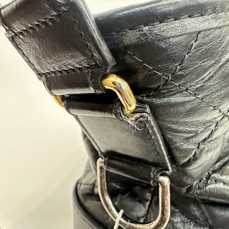 Chanel/香奈兒黑色牛皮中號流浪鏈條單肩斜挎包-14