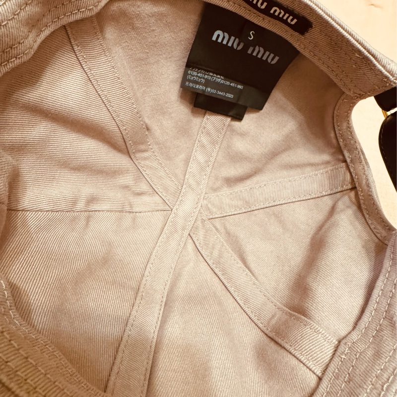 全新Miu Miu灰粉色魔鬼貼棒球帽 S-4