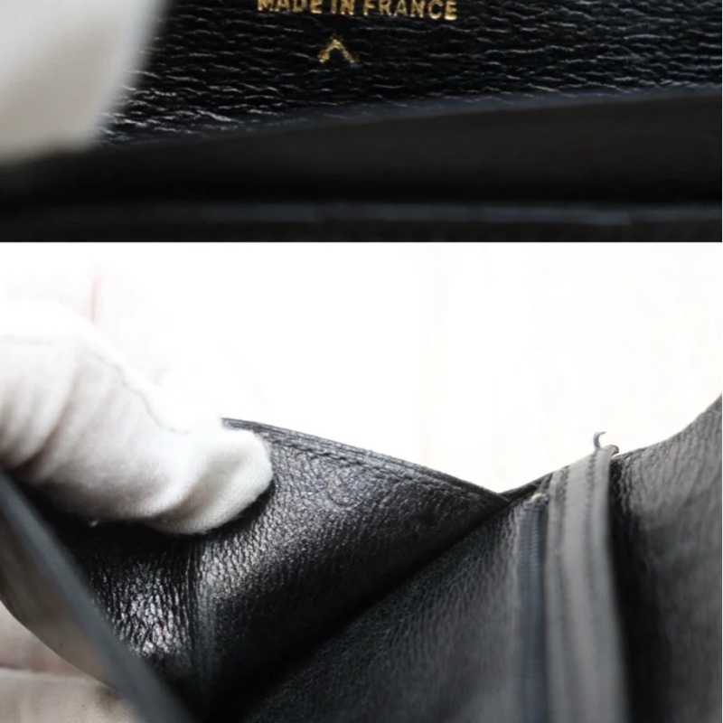 「JL精品代購」9新 Hermes 愛馬仕 鱷魚bearn 黑金長夾-10