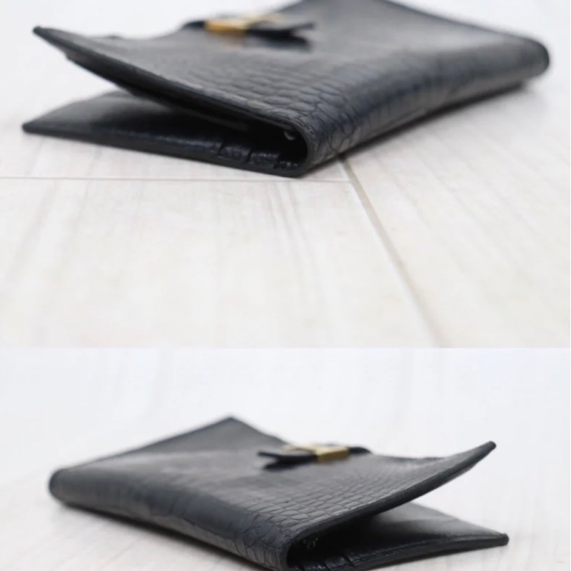 「JL精品代購」9新 Hermes 愛馬仕 鱷魚bearn 黑金長夾-13