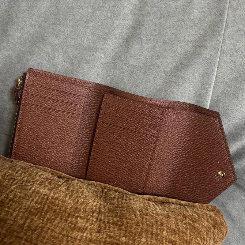 （全新）Louis Vuitton 經典老花棕色三折短夾-14