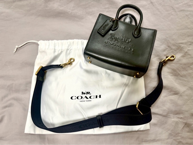 COACH ACE 17 全皮素面馬車印花托特包-10