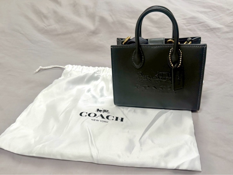 COACH ACE 17 全皮素面馬車印花托特包-2