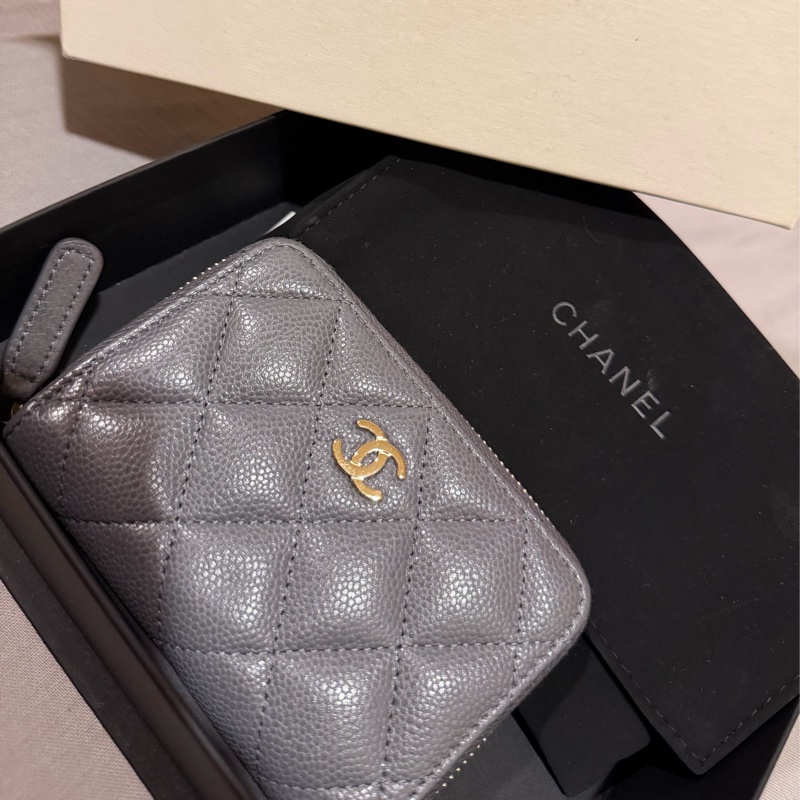 Chanel 拉鍊錢包-大象灰-0