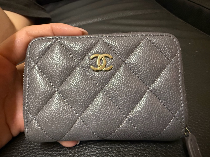 Chanel 拉鍊錢包-大象灰-1