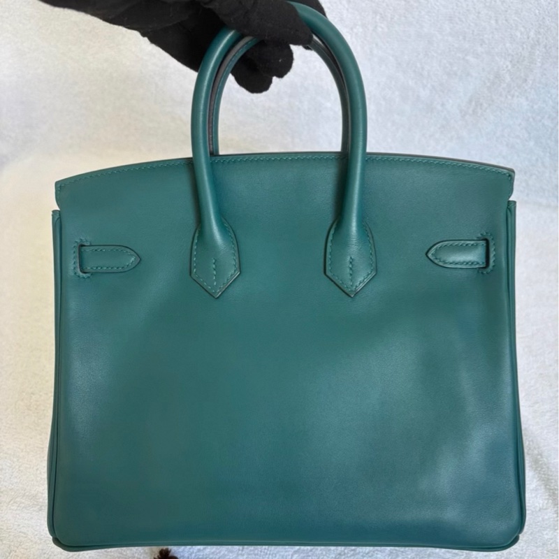 有購証🩷愛馬仕/Hermes Birkin25 W0博斯普魯斯綠/海峽綠swift皮D刻金扣-1