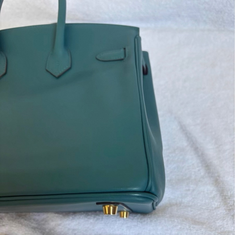 有購証🩷愛馬仕/Hermes Birkin25 W0博斯普魯斯綠/海峽綠swift皮D刻金扣-3