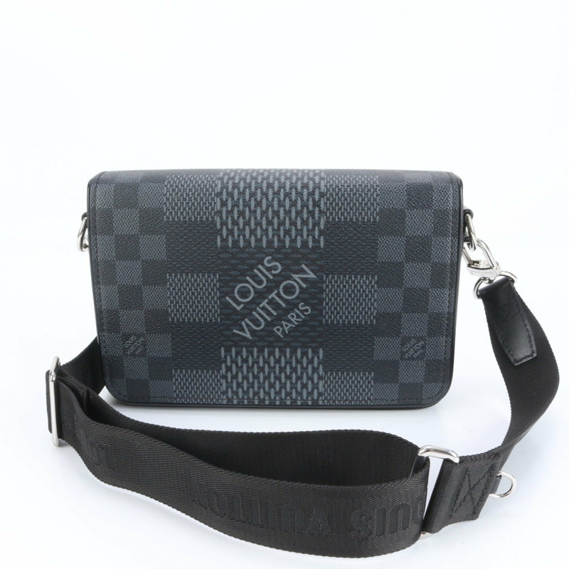 路易威登 Damier Graphite 3D Studio 男士真皮單肩斜背包，附 RFID 防盜功能-0