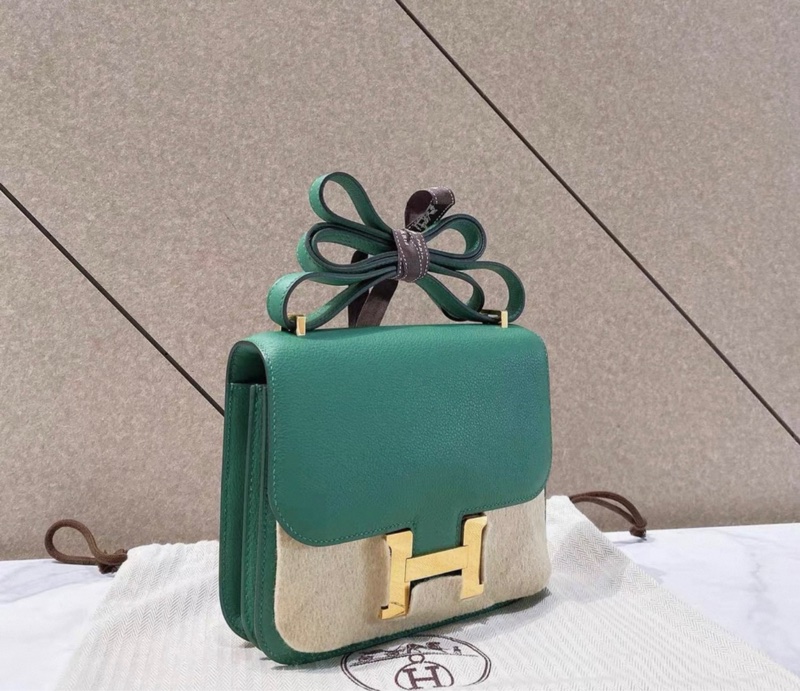 98-99新 Hermes Mini constance 康康 19 丝绒绿金扣 A刻 丝绒绿搭配金扣  精致复古调像极了一只高贵的孔雀-4