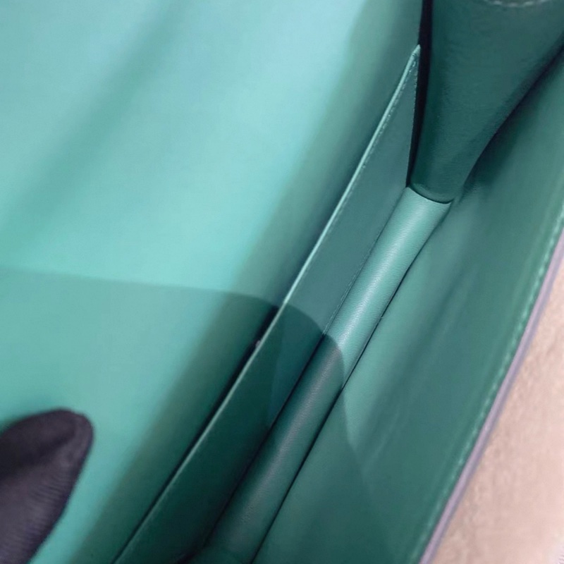 98-99新 Hermes Mini constance 康康 19 丝绒绿金扣 A刻 丝绒绿搭配金扣  精致复古调像极了一只高贵的孔雀-6