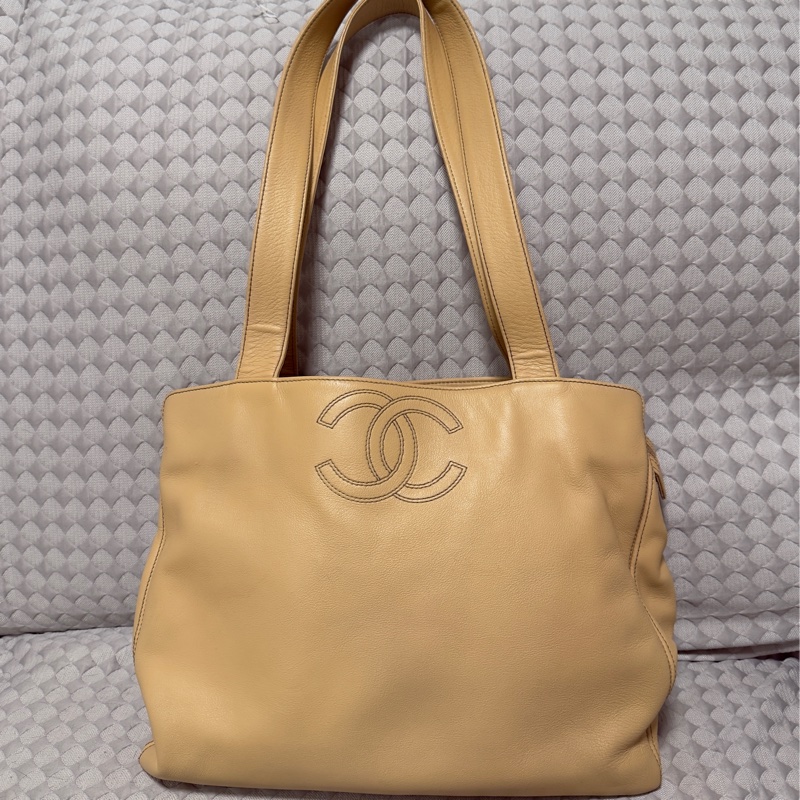 【大減價！】【稀有】Chanel Handbag 香奈兒 肩背包 全牛皮 杏色 奶茶色-5