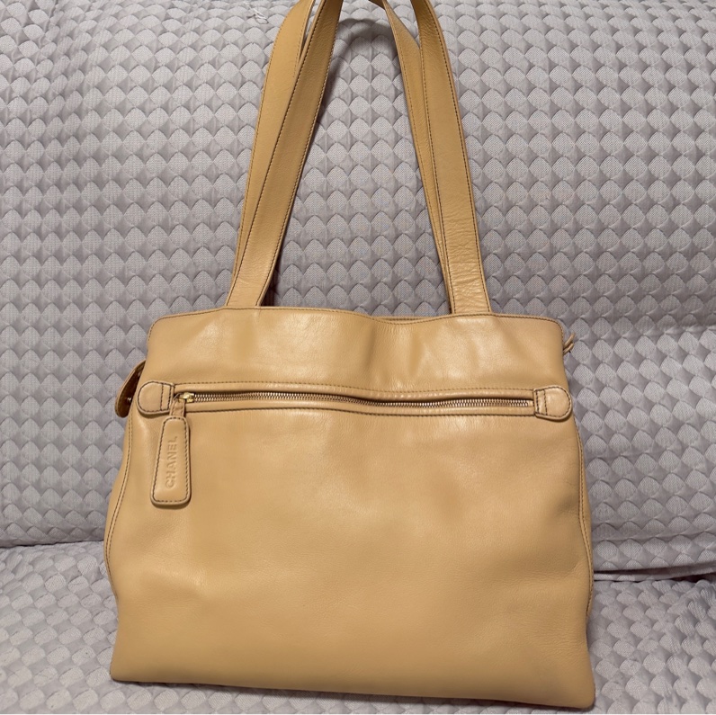 【大減價！】【稀有】Chanel Handbag 香奈兒 肩背包 全牛皮 杏色 奶茶色-6