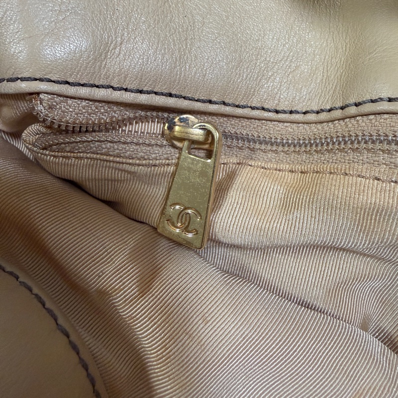 【大減價！】【稀有】Chanel Handbag 香奈兒 肩背包 全牛皮 杏色 奶茶色-21