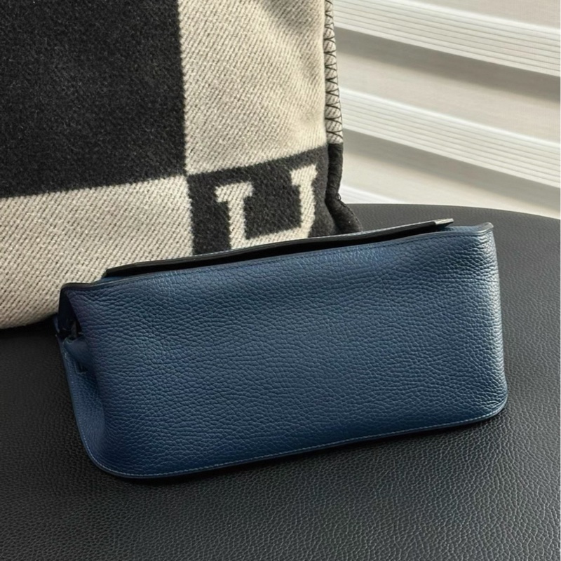 HERMES 愛馬仕 Jypsiere 28 吉普賽 普魯士藍銀扣TC皮Y刻-1