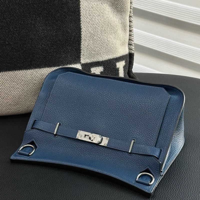 HERMES 愛馬仕 Jypsiere 28 吉普賽 普魯士藍銀扣TC皮Y刻-2