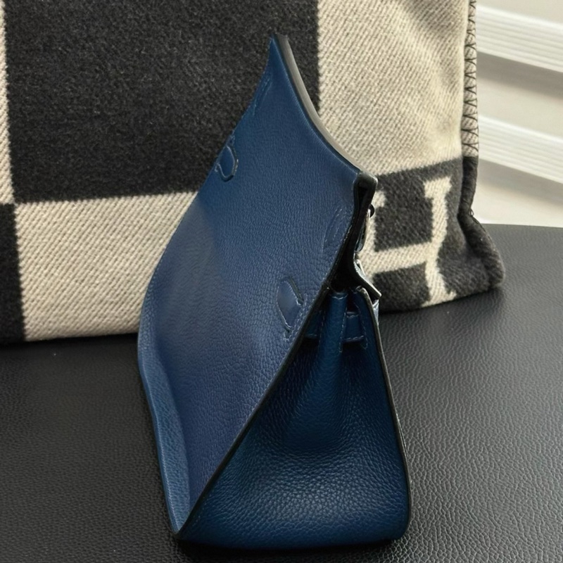 HERMES 愛馬仕 Jypsiere 28 吉普賽 普魯士藍銀扣TC皮Y刻-3