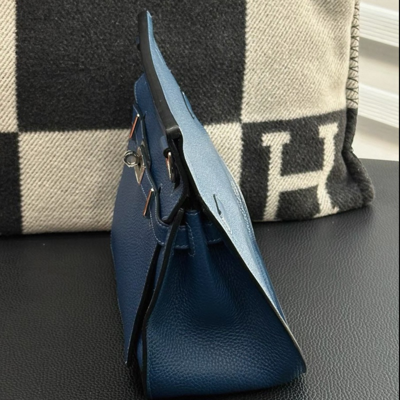 HERMES 愛馬仕 Jypsiere 28 吉普賽 普魯士藍銀扣TC皮Y刻-5