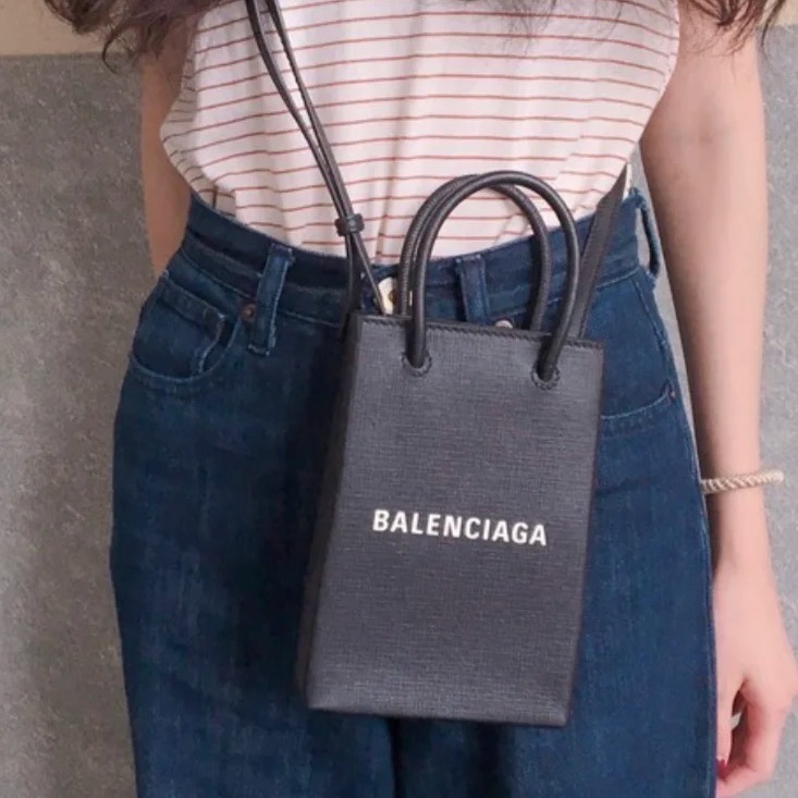 99新🈶購證😍Balenciaga巴黎世家黑色mini琴譜包手機包斜挎包-4
