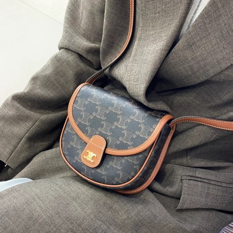 小包爆款來襲😻Celine凱旋門老花BESACEmini馬鞍包單肩斜挎包