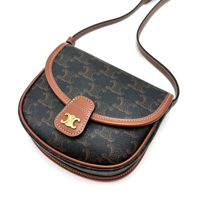 小包爆款來襲😻Celine凱旋門老花BESACEmini馬鞍包單肩斜挎包-9