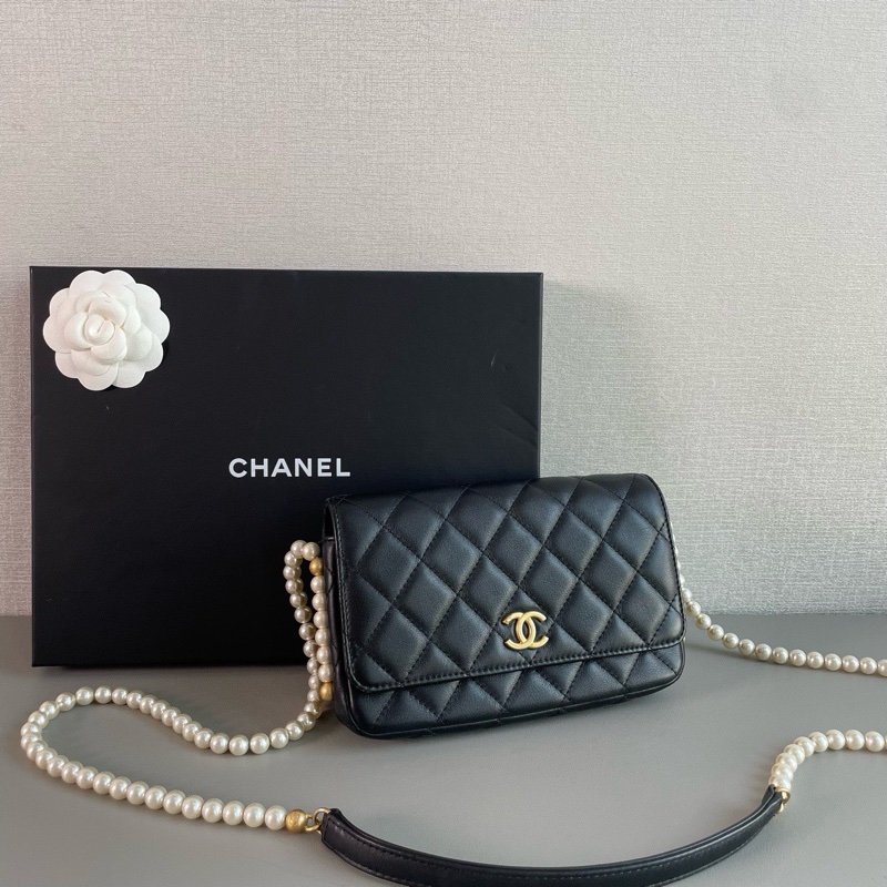 ✨Chanel 黑金珍珠鏈條 woc-2