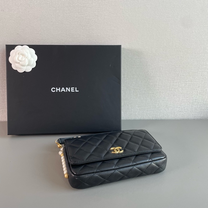 ✨Chanel 黑金珍珠鏈條 woc-5