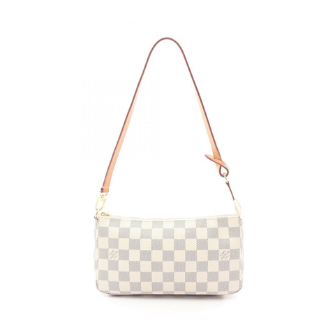 路易威登 Pochette Accessoires 手提包 N41207 Damier Azur 皮革 白色 二手