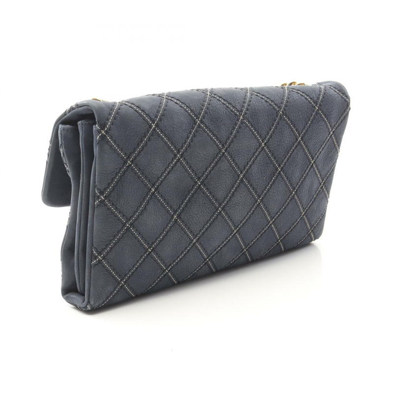 香奈兒 (CHANEL) 鏈條肩背包，小牛皮材質，海軍藍，二手，女士，金色五金，CC標誌，Coco-1