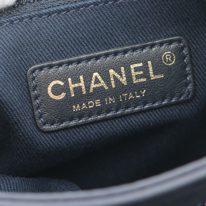 香奈兒 (CHANEL) 鏈條肩背包，小牛皮材質，海軍藍，二手，女士，金色五金，CC標誌，Coco-3