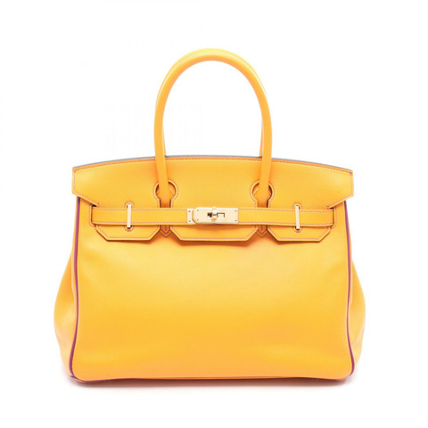 愛馬仕 Birkin 30 Verso 手提包，Swift 皮革，橙紫色，二手，女士，金色五金 C