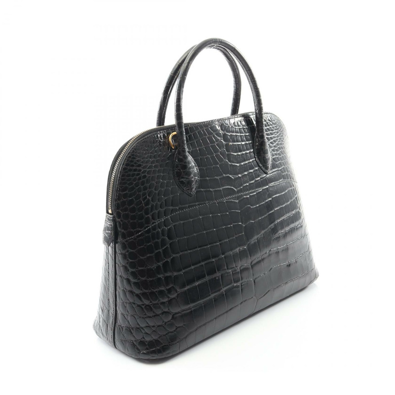 愛馬仕 Bolide35 手提包，異國鱷魚皮，黑色，二手女款-1