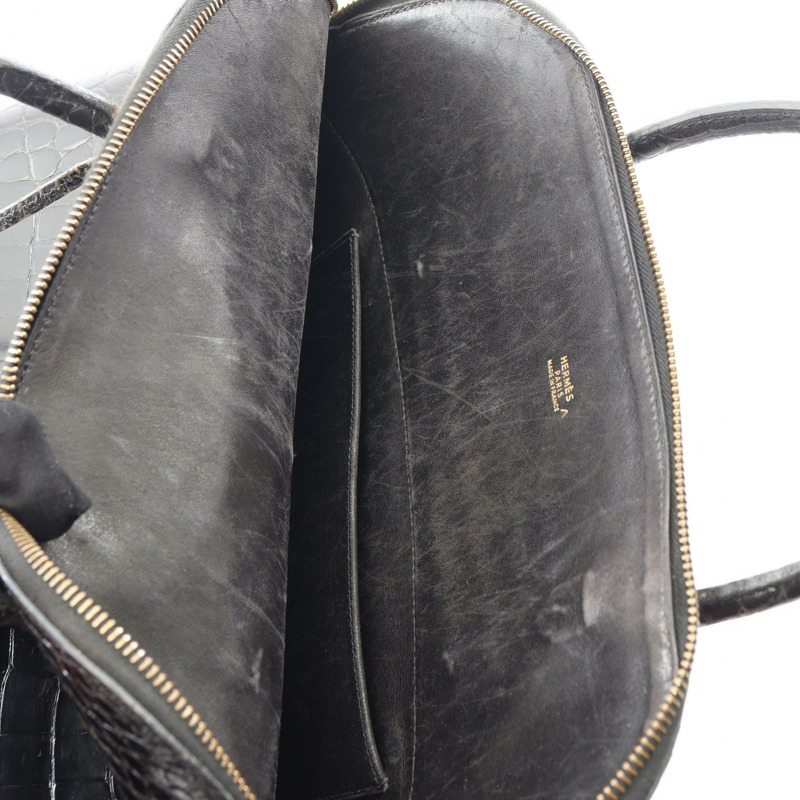 愛馬仕 Bolide35 手提包，異國鱷魚皮，黑色，二手女款-5