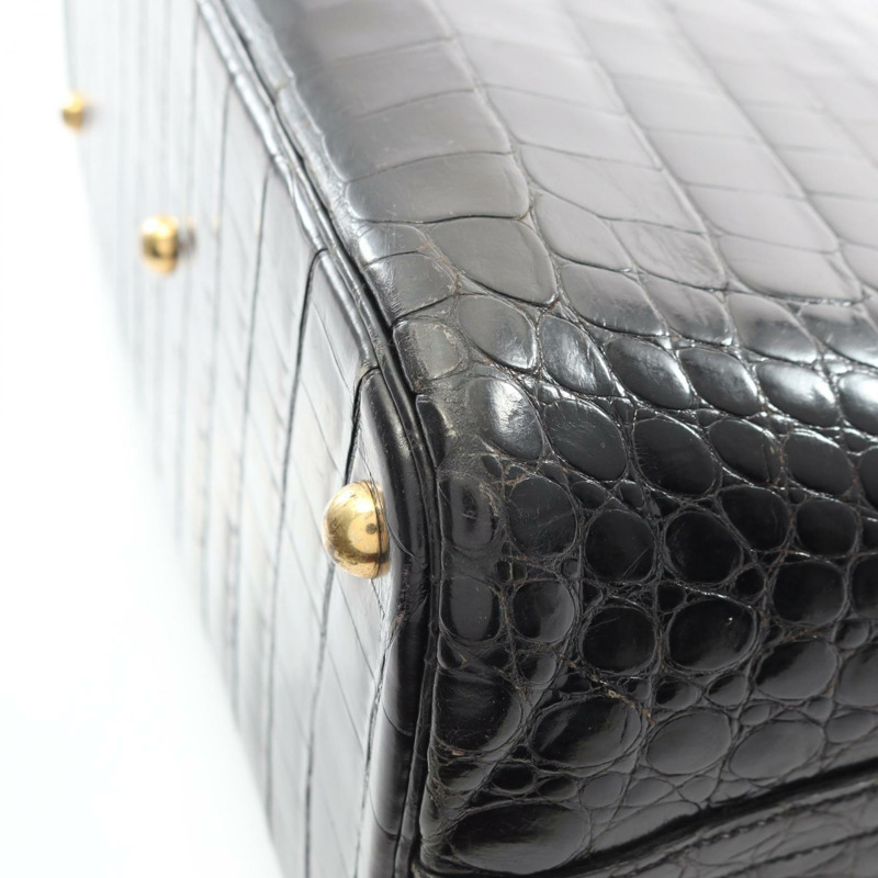 愛馬仕 Bolide35 手提包，異國鱷魚皮，黑色，二手女款-7