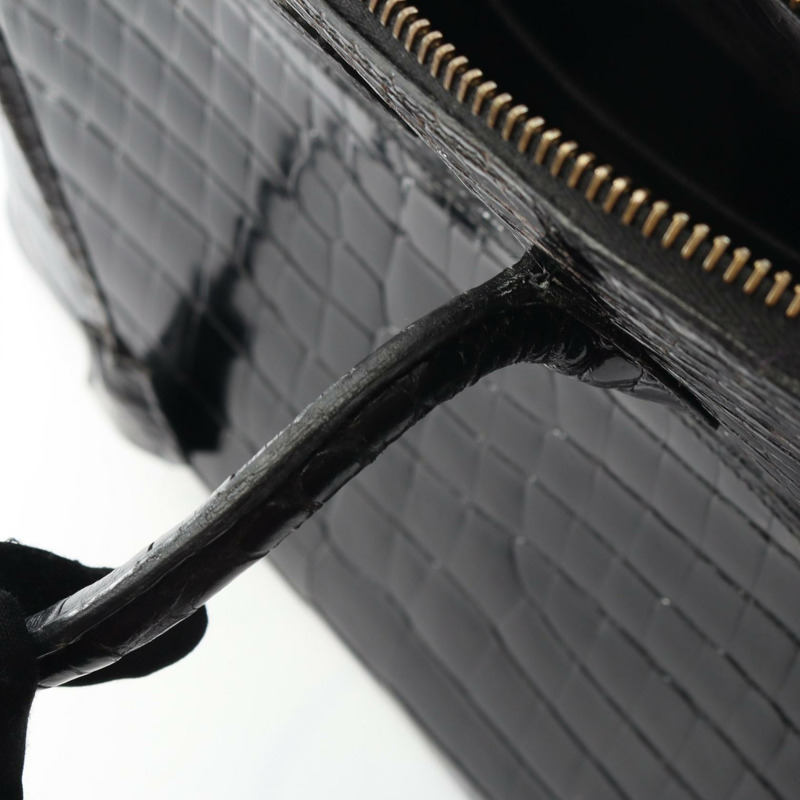 愛馬仕 Bolide35 手提包，異國鱷魚皮，黑色，二手女款-10