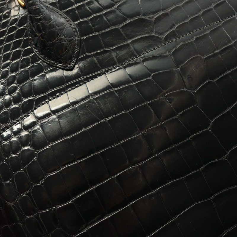 愛馬仕 Bolide35 手提包，異國鱷魚皮，黑色，二手女款-11