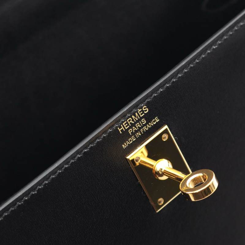 愛馬仕 Kelly 25 單肩手提包，Z 字形外縫線 Box 小牛皮，黑色，二手，金色五金-3