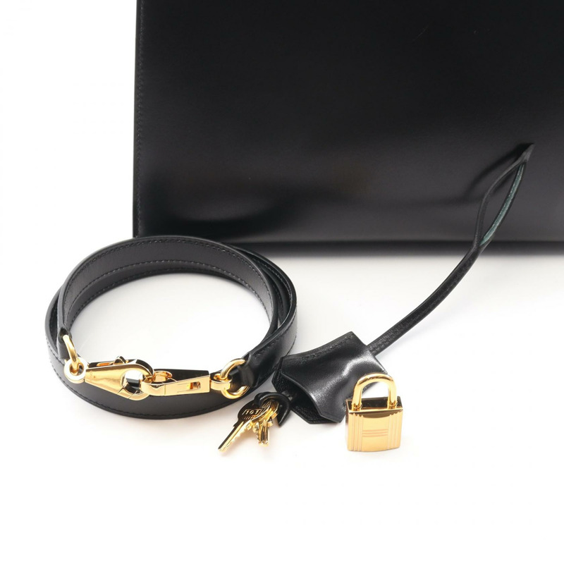 愛馬仕 Kelly 25 單肩手提包，Z 字形外縫線 Box 小牛皮，黑色，二手，金色五金-5