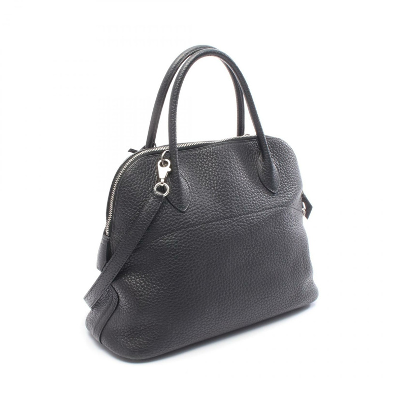 愛馬仕 Bolide31 單肩手提包，Fjord 皮革，黑色，二手，女士，K SHW-1