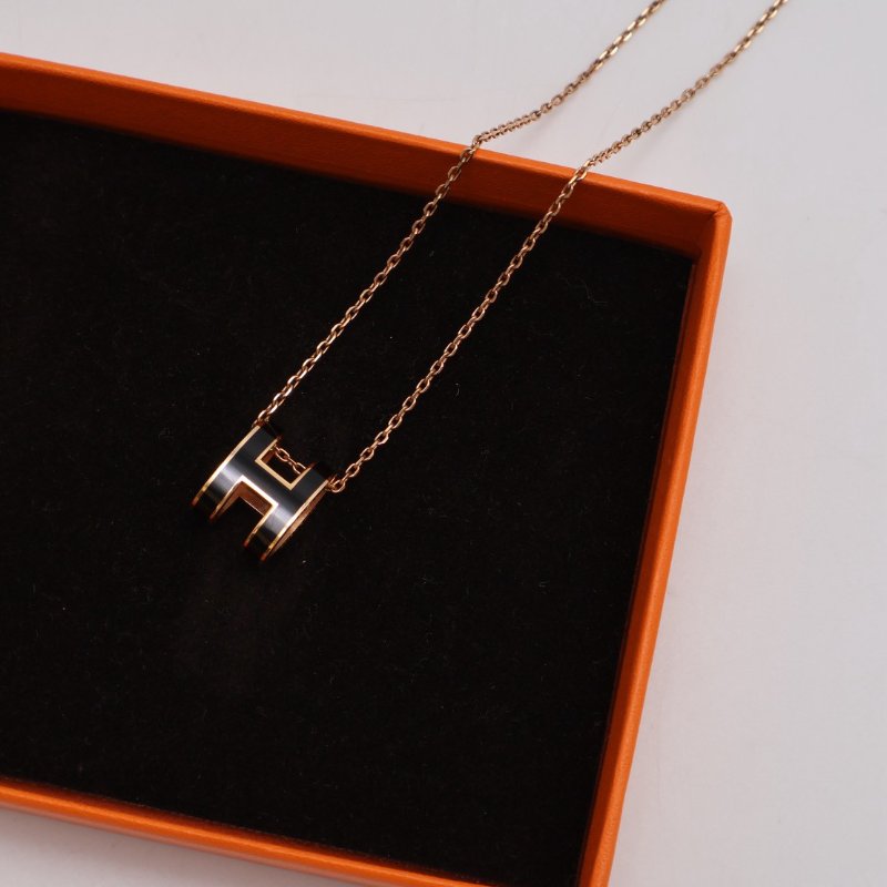 HERMES Pop H項鍊 - 黑玫瑰金-3