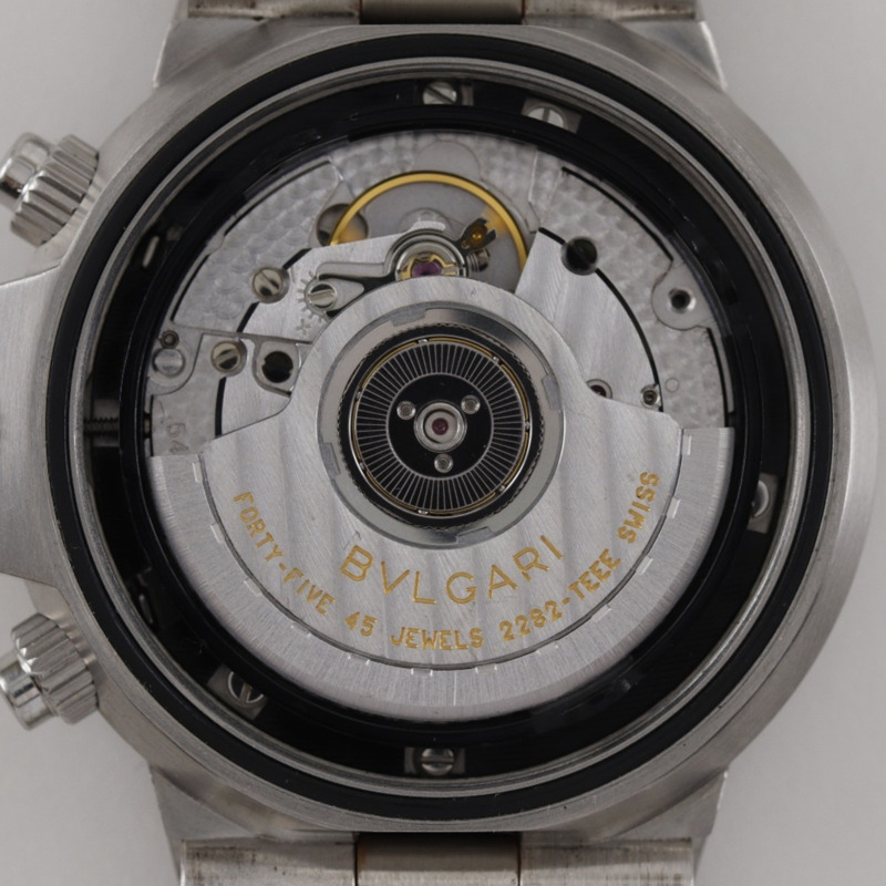 寶格麗 Diagono Scuba SCB38S 男士不鏽鋼自動計時腕錶，黑色錶盤-4